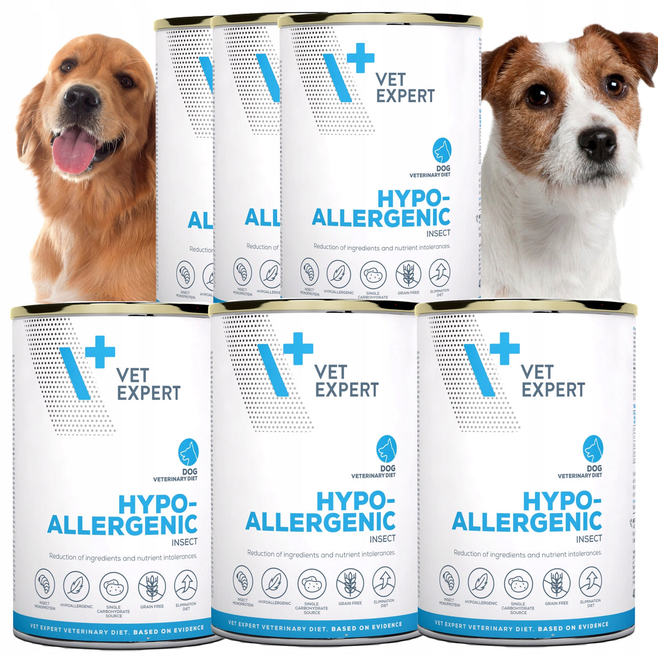 VET EXPERT HYPOALLERGENIC INSECT våtfôr 6x400g – hypoallergenisk hundemat med insektprotein, kornfri og skånsom for sensitiv mage. Veterinærgodkjent spesialfôr for hunder med allergi og matintoleranse.