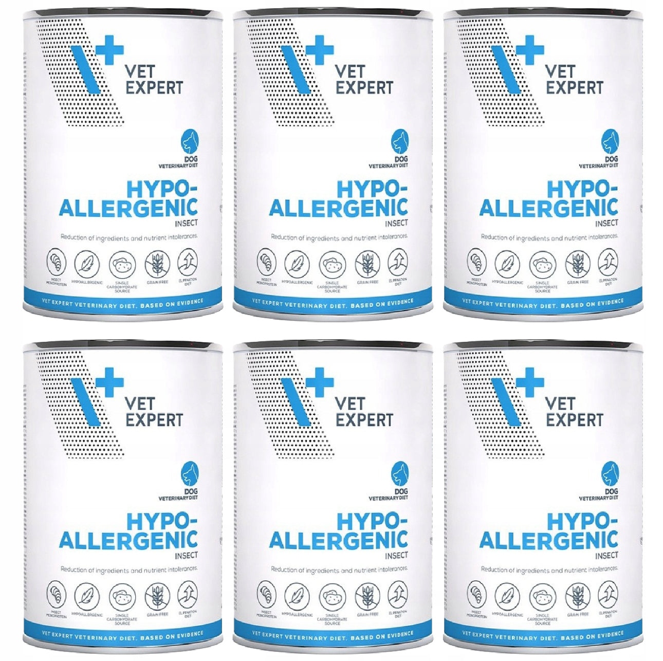 VET EXPERT HYPOALLERGENIC INSECT våtfôr 6x400g – hypoallergenisk hundemat med insektprotein, kornfri og skånsom for sensitiv mage. Veterinærgodkjent spesialfôr for hunder med allergi og matintoleranse.