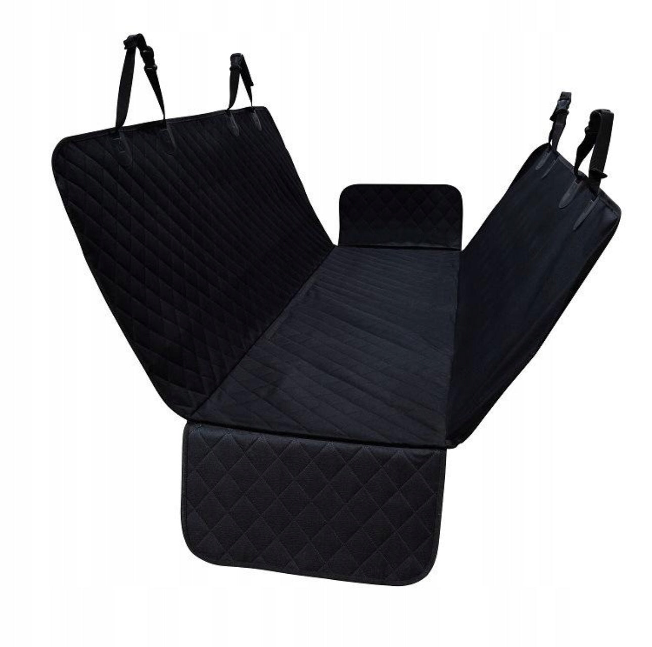 Vanntett bilsetebeskyttelse for hund – 130x137 cm, svart, slitesterk Oxford-polyester med antiskli bakside og sideklaffer for ekstra setebeskyttelse.