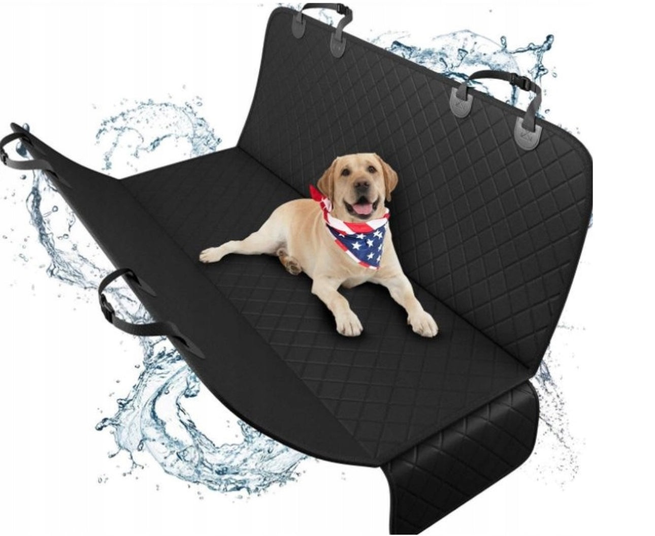 Vanntett bilsetebeskyttelse for hund – 130x137 cm, svart, slitesterk Oxford-polyester med antiskli bakside og sideklaffer for ekstra setebeskyttelse.